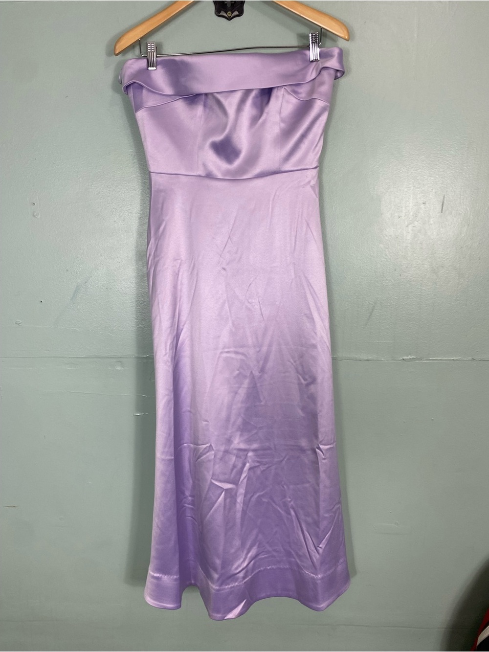 BHLDN Soma‎ Strapless Stretch Satin Fit and Flare Lilac Purple Dress Midi Size 8